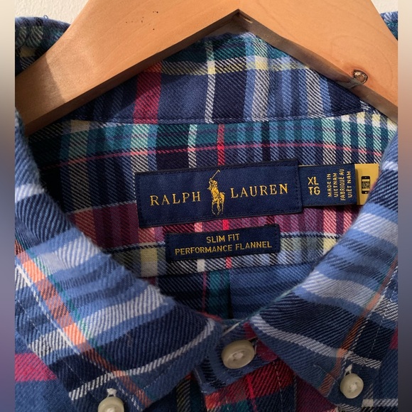 Polo Ralph Lauren Shirt Mens Extra Large Multicolor Slim Fit Performance Flannel - Picture 6 of 12